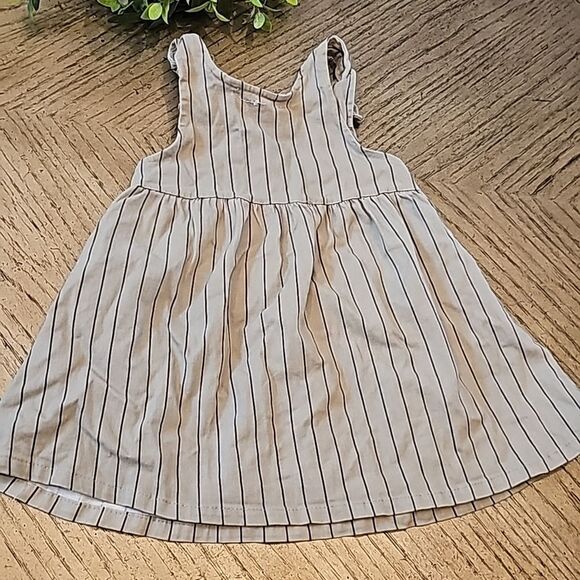 4T pinstripe sleeveless dress army green - Picture 9 of 11